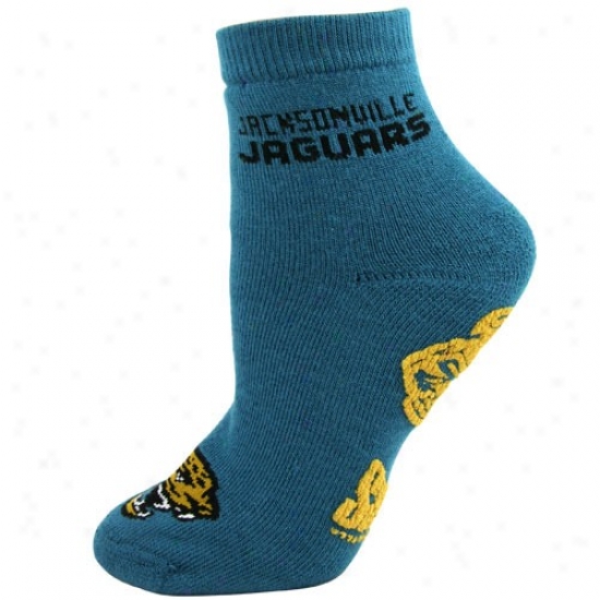Jacksonville Jaguars Teal Slipper Socks (Mean)