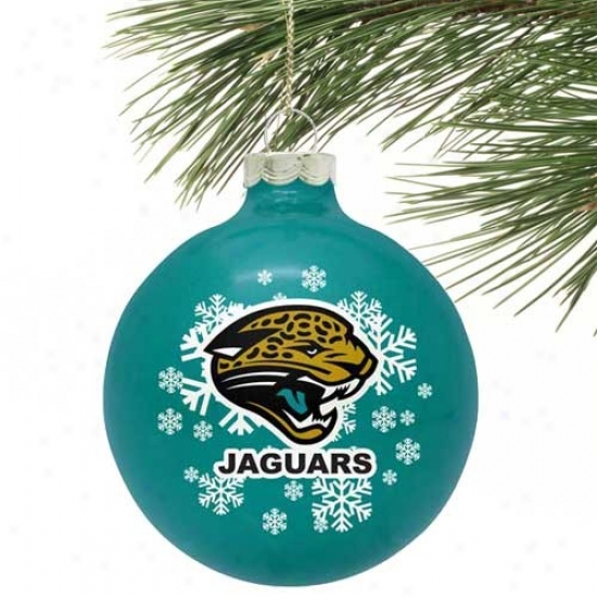 Jacksonville Jaguars Teal Snowflake Glass Ornament