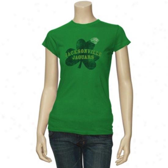 Jags Shirt : Reebok Jags Ladies Kelly rGeen Crazy Clover St. Patrick's Day Shirt