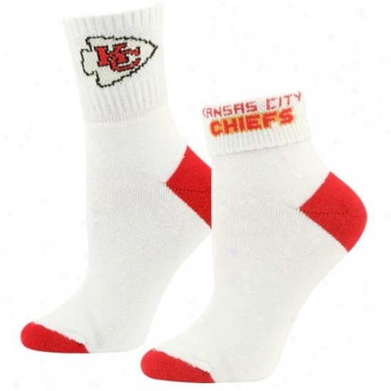 Kansas City Chiefs Ladies White-red Roll Socks