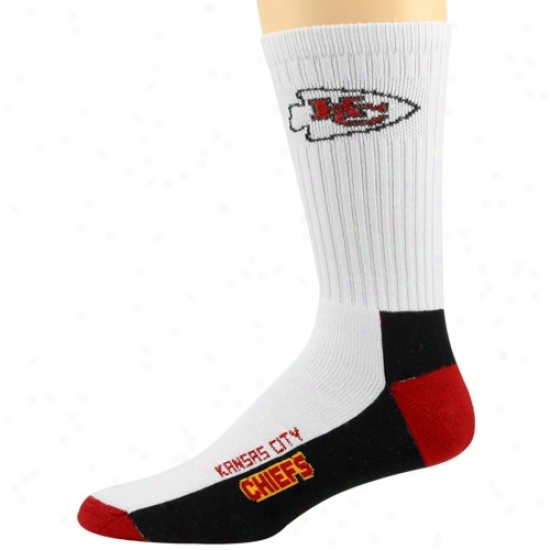 Kansas City Chiefs White Tesm Logo Bottom Tall Socks