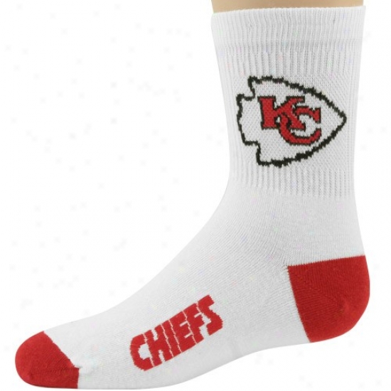 Kansas City Chiefs Youth White-red Quarter Lengfh Socks