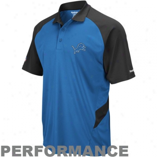 Lions Clothing: Reebok Lions Royal Blue-black Sideline Statement Performance Polo