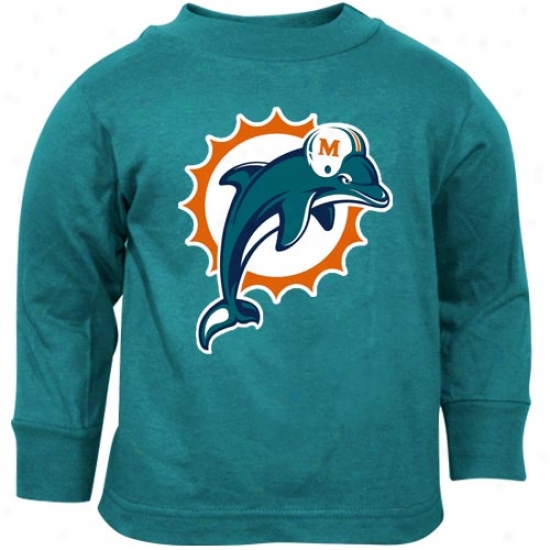Miami Dolphin Shirts : Reebok Miami Dolphin Toddler Aqua Primary Logo Long Sleeve Shirts