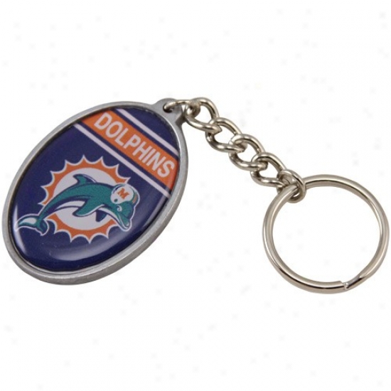 Miami Dolphins Domed Oval Keychain