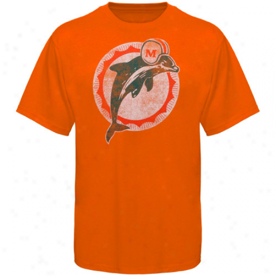 Miami Dolphins Shirts : Reebok Miami Dolphins Young men Orange Retro Logo Shirts