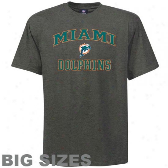 Miami Dolphins Tees : Miami Dolphinss Charcoal Hrart And Soul Big Sizes Tees