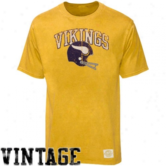 Minnesota Viking Apparel: Reebok Minnesota Viking Gold Buttonhook Vintage Premium T-shirt