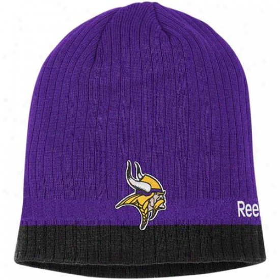 Minnesota Viking Hatx : Reebok Minnesota Viking Purple Coaches Uncuffed Knit Beanie