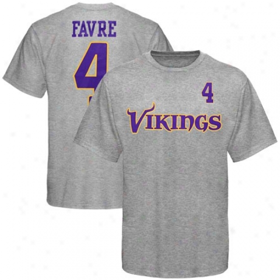 Minnesota Vikings T Shirt : Reebok Minnesota Vikings #4 Brett Favre Youth Ash Sport Gear Player T Shirt
