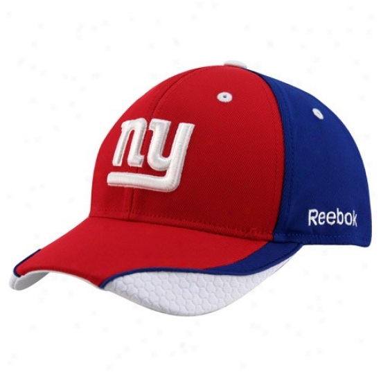 N Y Giant Merchandise: Reebok N Y Giant Red-royai Blue Structured Adjuetable Hat