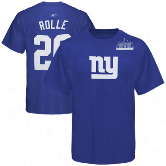N Y Giants Apparel: Reebok N Y Giants #26 Antrel Rolle Royal Blue Inaugural Stadium Premium T-shirt
