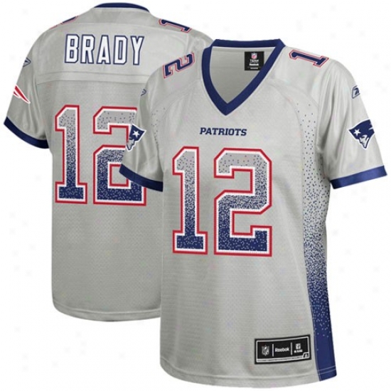 New England Patriot Jerseys : Reebok New England Patriot #12 Tom Brady Ladies Gray Drift Tackle Twill Fashion Jerseys