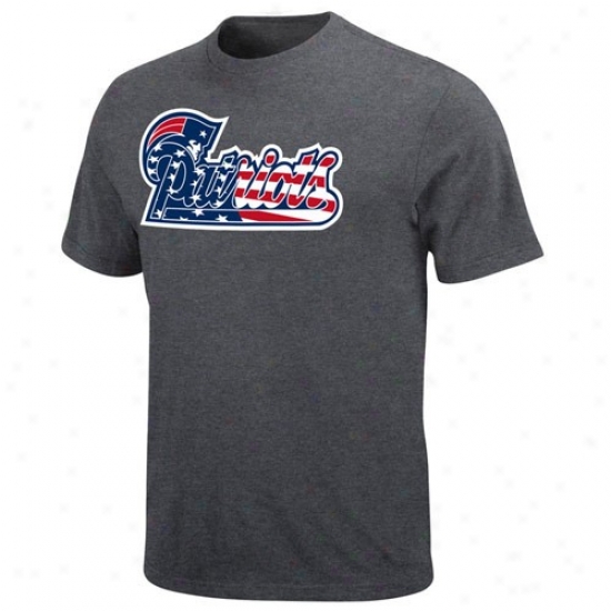 New England Patriots Apparel: New England Patriots Charcoal Stars & Sripes Logo T-shirt