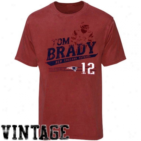 New England Patriots Apparel: Reebok New England Patriots #12 Tom Brady Red Player Script Pigmsnt Dyed T-sihrt