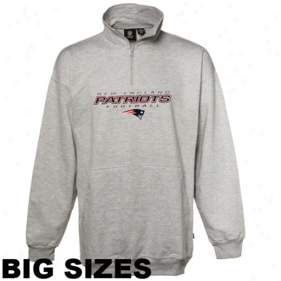 Novel England Patriots Ash Team Icon Big Sizes 1/4 Zip Fleece Jacket