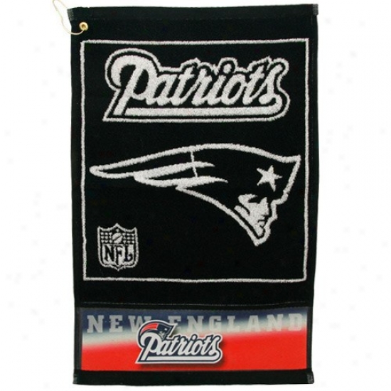 New England Patriots Black Woven Jacquard Golf Towel