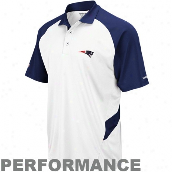 New England Patriots Clothes: Reebok Starting a~ England Patriots White-navy Blue Sideline Specification Performance Polo