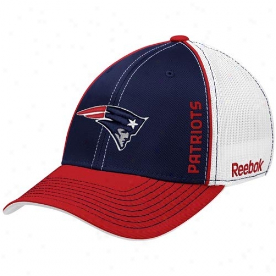 New England Patriots Hats : Reebok New England Patriots White-navy Blue Loopers Flex Fit Hats