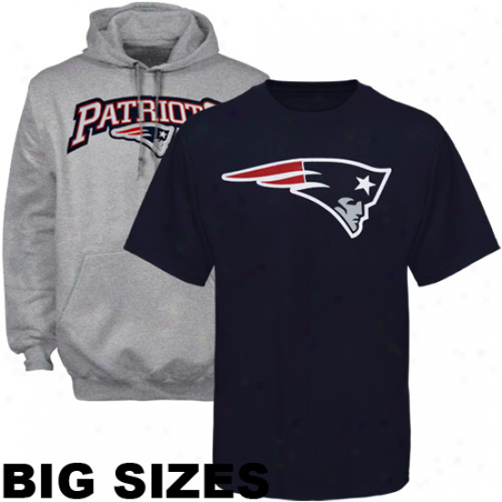 New England Patriots Ships Blue T-shirt & Ash Hoody Sweatshirt Combo Pack
