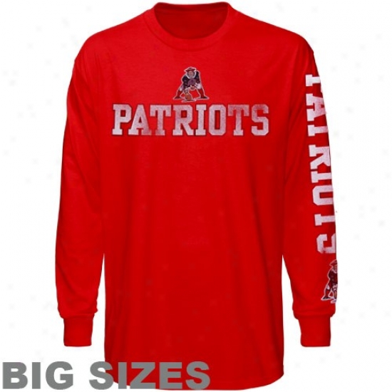 New England Patriots Tee : Boston Patriots Red Old Time Prid eLong Sleeve Big Sizes Tee