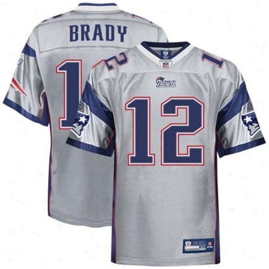 New England Pats Jersey : Reebok Tom Brady New England Pats Premier Twckle Twwill Jersey - Silver Alternate