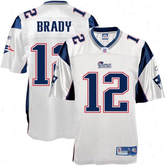 New England Pats Jerseys : Reebok Nfl Equipment New England Pats #12 Tom Brady White Premier Tackle Twill Football Jerseys