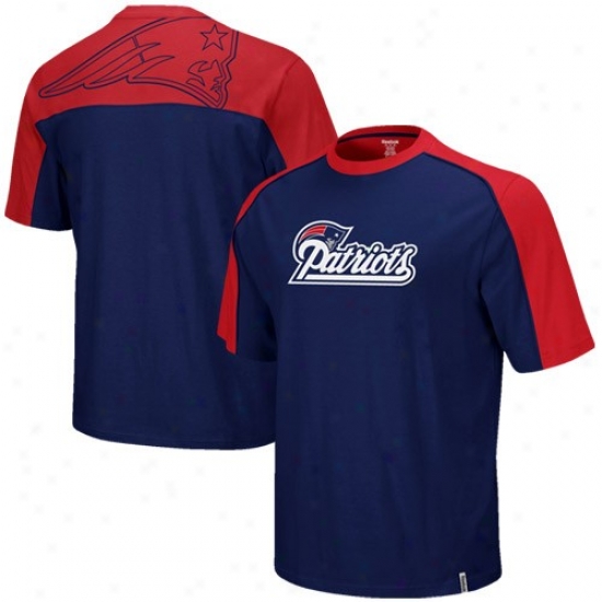 New England Pats T Shirt : Reebok New England Pats Youth Navy Blue-red Draft Pick T Shirt
