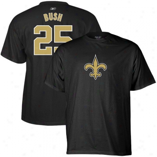 New Orleans Saint Apparel: Reebok New Orleans Saint #25 Reggie Bush Black Scrimmage Gear T-shirt