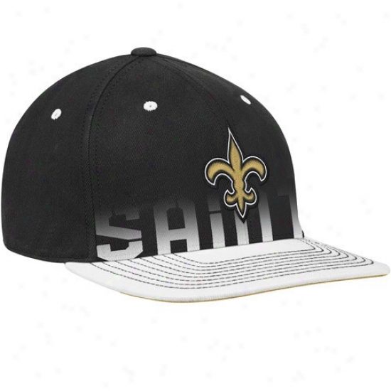 New Orleans Saint Hat : Reebok New Orleans Saint Youth Black Pro Shape Payer Flta Brim Flex Hat