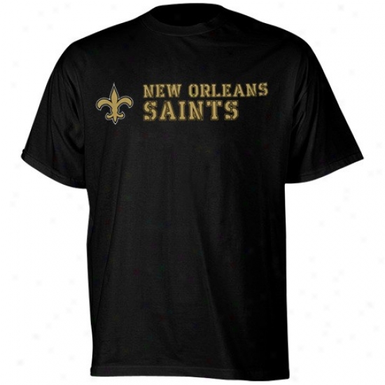 New Orleans Saint T Shirt : Reebok New Orleans Saint Black Stealth Stencil T Shirt