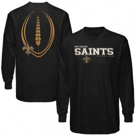 New Orleans Saint Tshirt : Reebok New Orleans Saint Black Ballistic Slow Sleeve Tshirt