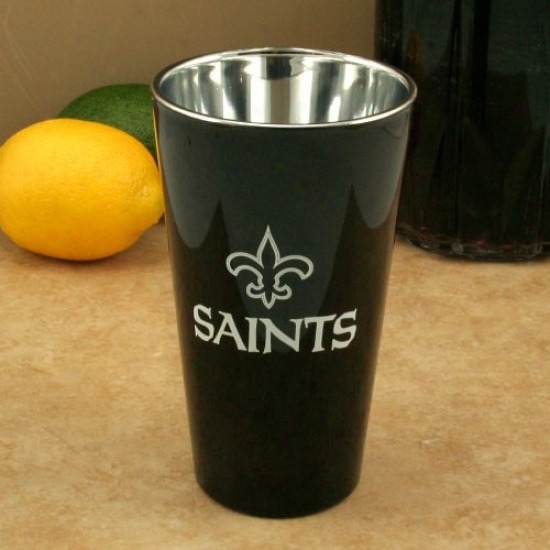 New Orleans Saints Black 16oz. Lusterware Pint Glass
