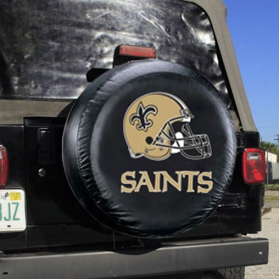 New Orleans Saints Black Logo Tire Cover