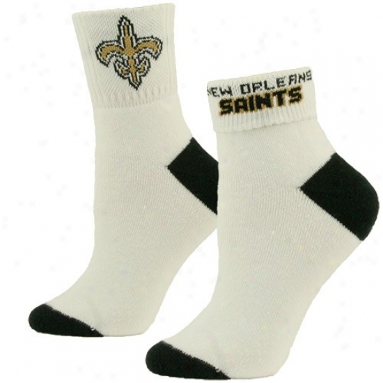 New Orleans Saints Ladie sWhite-black Roll Socks