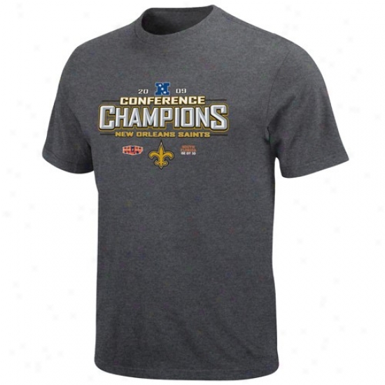 New Orleans Saints Shirt : New Orleans Saints Charcoal 2009 Nfc Champions Classic Conference Heathered Shirt