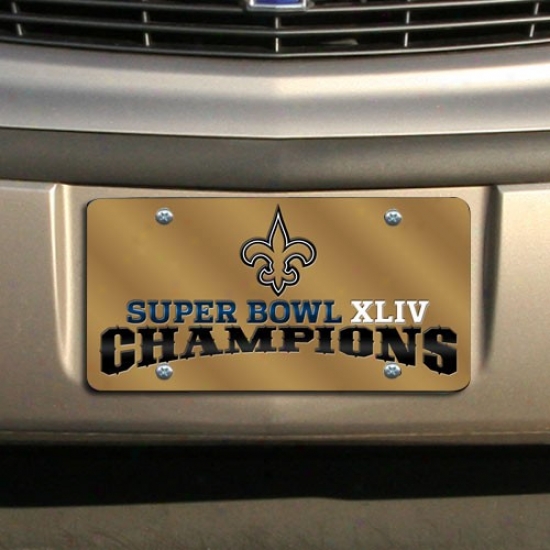 New Orleans Saints Super Bowl Xliv Champions Gold Laser Cut Acrylic License Dish