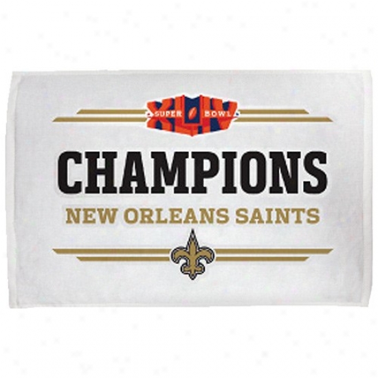"new Orleans Saints Super Bowl Xliv Champions White 16"" X 25"" Autograph copy Trophy Towel"