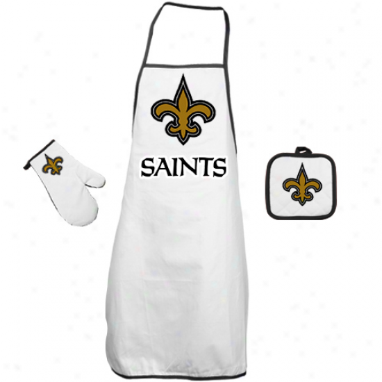 New Orleans Saints Of a ~ color Apron, Oven Mitt & Pot Holder Barbecue Combo Set