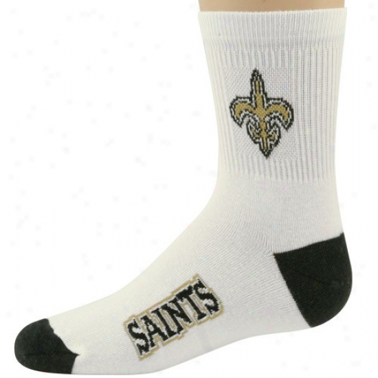 New Orleans Saints Youth White-black Quarter Length Socks