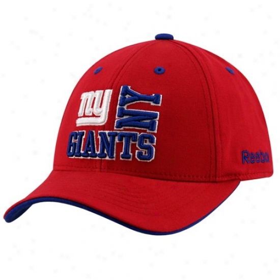 New York Giant Hat : Reebok New York Giant Juvenility Red Structured Adjustable Hat