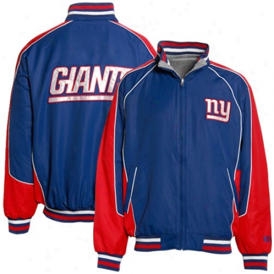 New York Giant Jackts : New York Giant Royal Blue-ash Reversible Full Zip Jackets