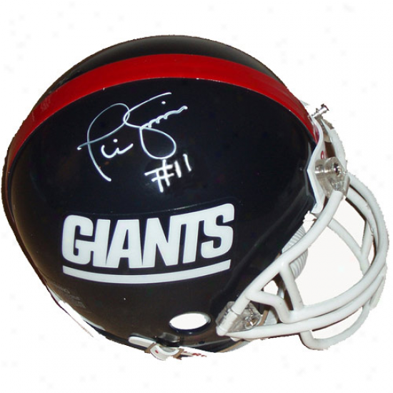 New York Giants #11 Phil Simms Autographed Riddell Mini Throwback Reeplica Helmet
