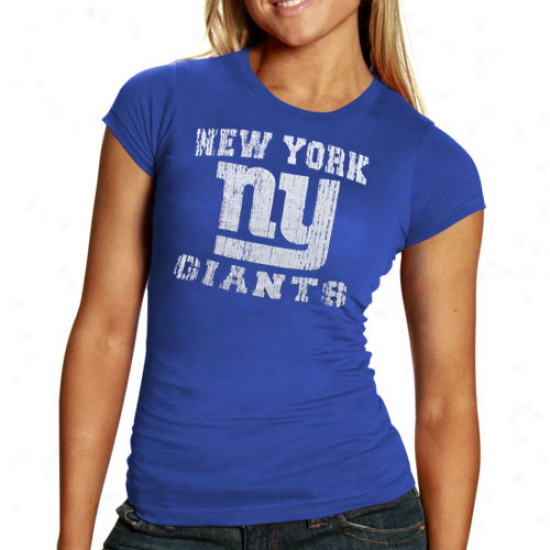 New York Giants Attire: New York Giants Ladies Royal Blue Chief Logo Burnout T-shirt