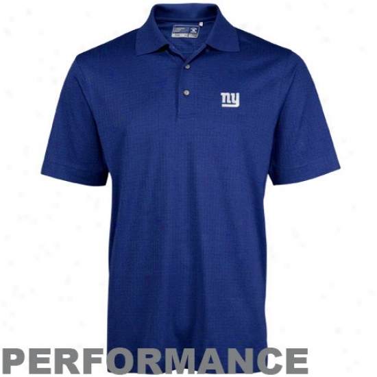 New York Giants Golf Shurt : Cutter & Buck New York Giants Royal Blue Drytec Luxe Element Jacquard Performance Golf Shirt