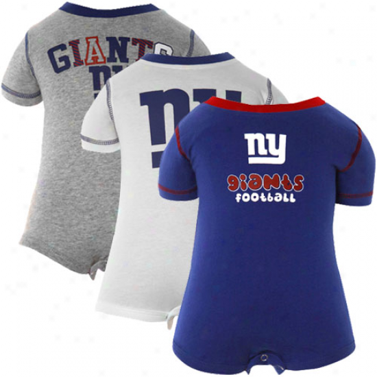 New York Giants Infant Navy Blue, White & Ash Creeper Set