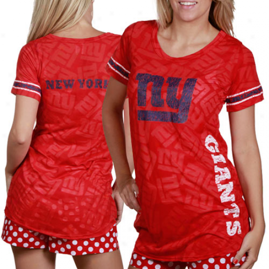 New York Giants Ladies Red Burnout Nightshhirt