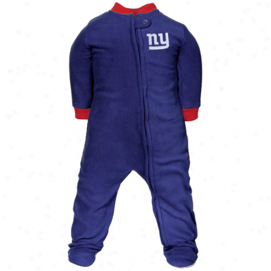 New York Giants Newborn Royal Blue Fleece Footed Sleepper