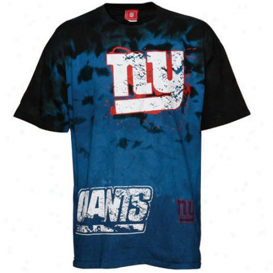 Recent York Giants T-shirt : New York Giants Royal Blue Fade Tie Color T-shirt