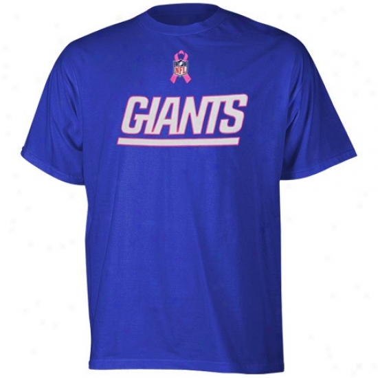 New York Giants T-shirt : Reebok New York Giants Noble Blue Lockup Aqareness T-shirt
